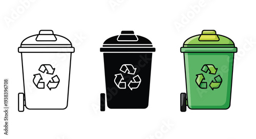 Recycling bins icon set vector eco waste - SVG and PNG icons - Vector Icons and Stickers - PNG, SVG, EPS - Glyph and solid icon set - Icon vector - Icon Silhouette - Clipart