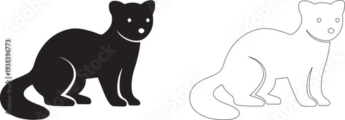 Two adorable cartoon cats in contrasting black and white