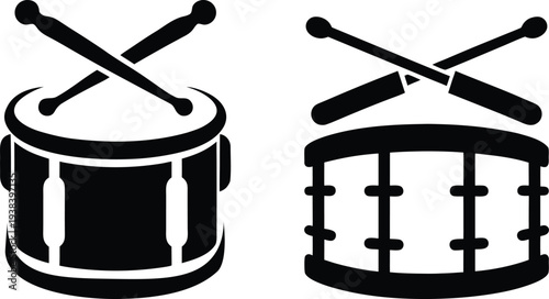 Snare Drum With Drumsticks Vector Icon