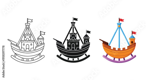 Vintage pirate ship icons set vector illustration - SVG and PNG icons - Vector Icons and Stickers - PNG, SVG, EPS - Glyph and solid icon set - Icon vector - Icon Silhouette - Clipart