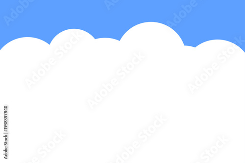 青空と白い雲のシンプルな背景イラスト 広いコピースペースの空素材