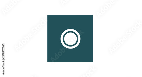 White Circle Icon on Teal Square.