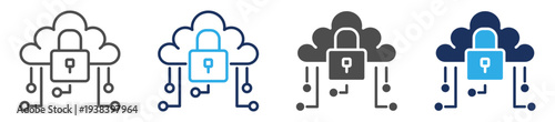 cloud technology icon set multi concept