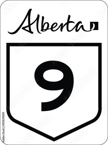 Alberta Canada Provincial Highway 9 Road Marker Shield Vector