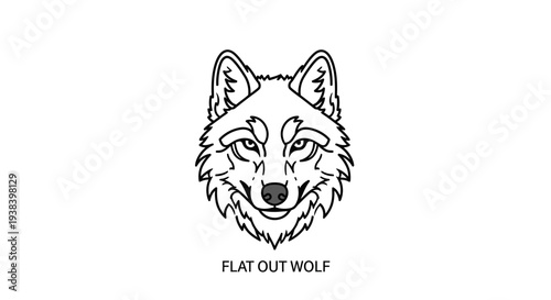 Wolf Face Illustration Closeup View.
