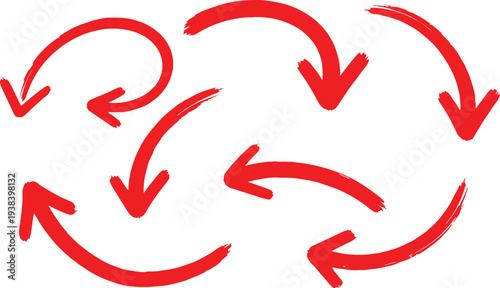 Cyclical arrows pointing in multiple directions