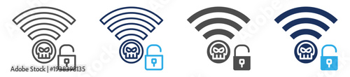 wifi hacker icon set multi concept