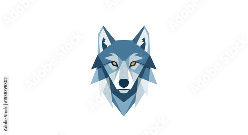 Wolf head illustration in blue tones.