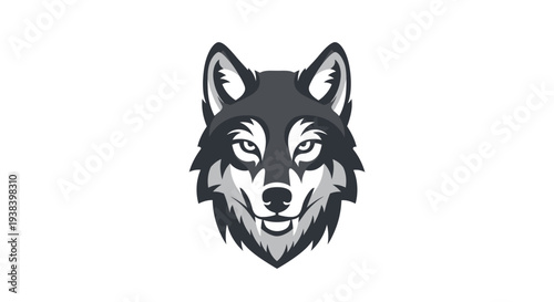 Wolf head illustration in gray tones.