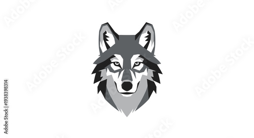 Wolf head illustration in gray tones.