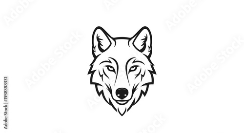 Wolf Head Illustration Simple Line Art.