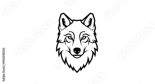 Wolf Head Illustration with Furry Details.
