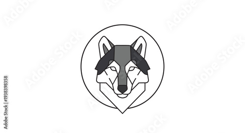Wolf head in a circle logo.