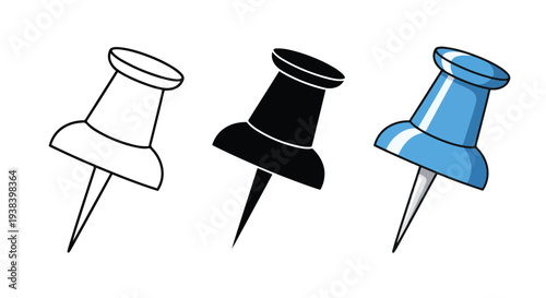 Push Pin Icons Set - Clipart, logo template - Vector icon set - Glyph and solid icon set - Icon vector - Flat Design Icon - line icon set - Silhouette icon - Logo vector