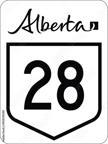 Alberta Canada Provincial Highway 28 Road Marker Shield Vector