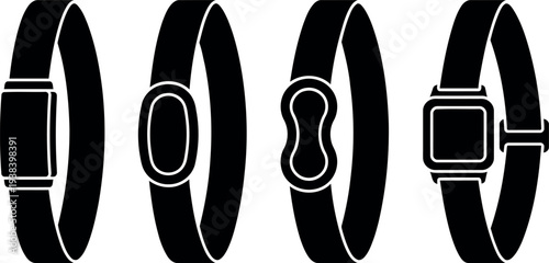 Smartwatch and Fitness Tracker Silhouette Vector Set - Wearable Technology Icons for Health Apps