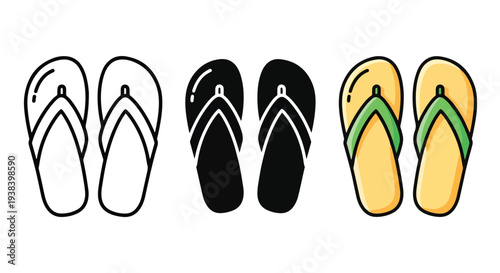 Flat flip flops icon set vector summer - SVG and PNG icons - Vector Icons and Stickers - PNG, SVG, EPS - Glyph and solid icon set - Icon vector - Icon Silhouette - Clipart