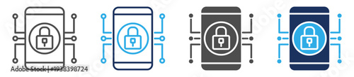 mobile security icon set multi concept