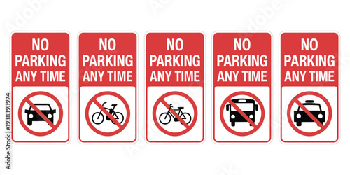 Parking Restriction Sign – No Parking for Vehicles Vector Illustration