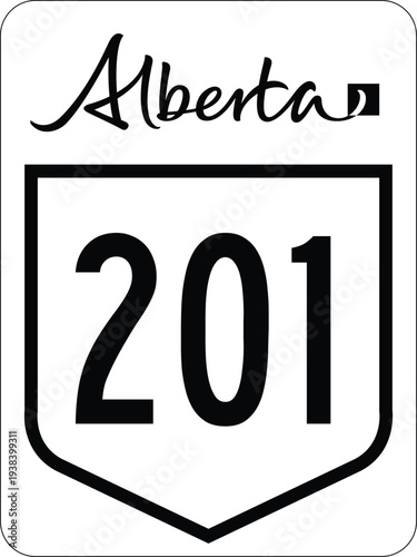 Alberta, Canada Provincial Highway 201 Road Marker Shield Vector