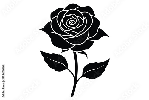 Rose, Black Flower Icon
