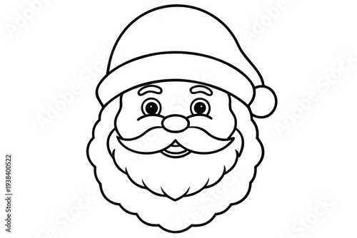 Santa Claus, Cartoon Head Outline