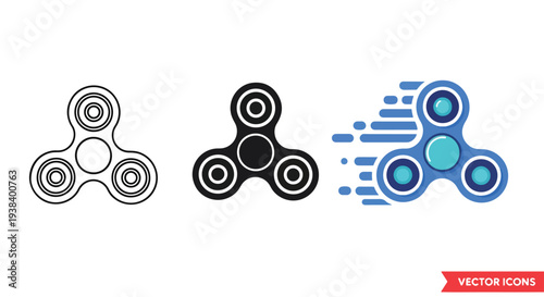 Fidget spinner icons set vector design - Clipart, logo template - Vector icon set - Glyph and solid icon set - Icon vector - Flat Design Icon - line icon set - Silhouette icon - Logo vector