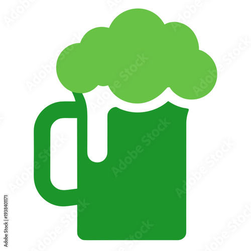 Frothy Beer Mug Icon Isolated On White, Refreshing Beverage Illustration For Pubs And Restaurants