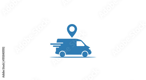 Blue Delivery Van with Location Pin.