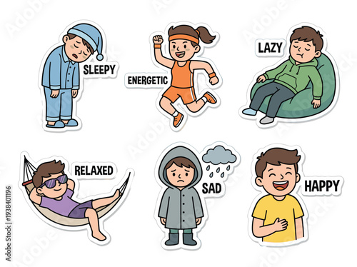 Emotional states and feelings stickers.