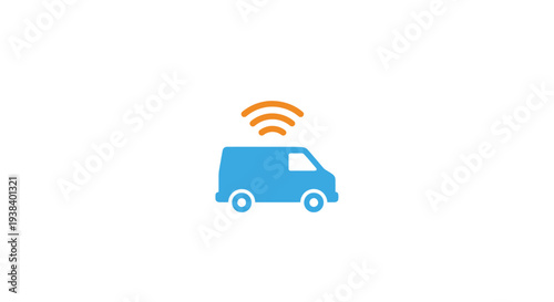 Blue Van with WiFi Signal Icon.