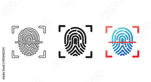 Fingerprint security icon set vector illustration - SVG and PNG icons - Vector Icons and Stickers - PNG, SVG, EPS - Glyph and solid icon set - Icon vector - Icon Silhouette - Clipart