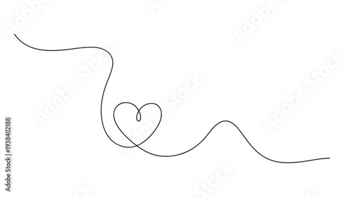 Minimalist Romantic Heart Continuous One Line Art Illustration
