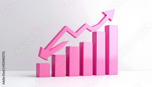 Free Download Pink bar graph showing rise and decline - GFXLoad