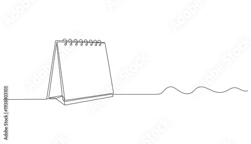 Minimalist Desk Calendar Continuous Line Icon Time and Schedule Symbol