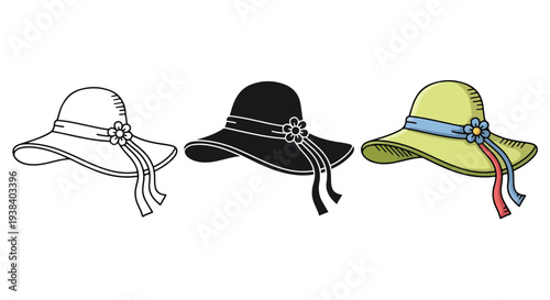 Summer hats set icon vector illustration fashion - SVG and PNG icons - Vector Icons and Stickers - PNG, SVG, EPS - Glyph and solid icon set - Icon vector - Icon Silhouette - Clipart