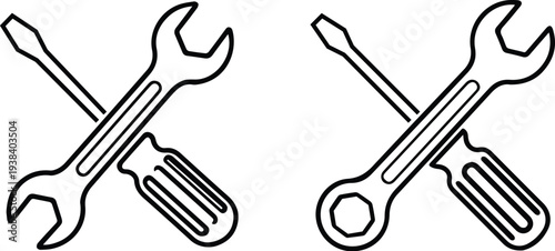Two crossed wrenches isolated on transparent background