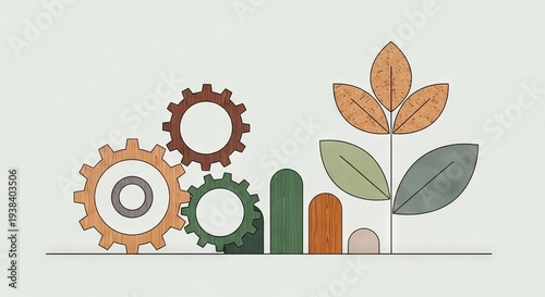 Gears and Leaves Representing Sustainable Innovation