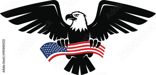 American eagle with usa flag isolated on transparent background