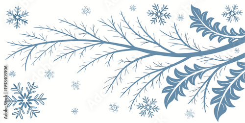 Delicate ice crystals and snowflakes forming an intricate and beautiful winter scene Vector