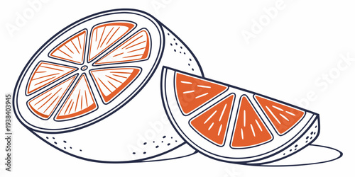 A vibrant illustration of sliced oranges with a juicy and fresh appearance Vector
