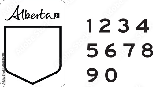 Alberta AB Canada Provincial Road Marker Blank Template: Highway Design Shield with Design Numbers Bundle