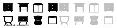 Collection of diverse nightstand and side table designs in black and grey