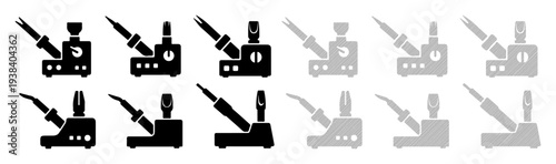 Soldering iron tool icons in black and white, representing repair and creation