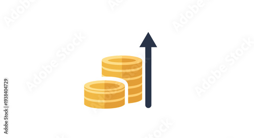 Coins stacked with growth arrow.