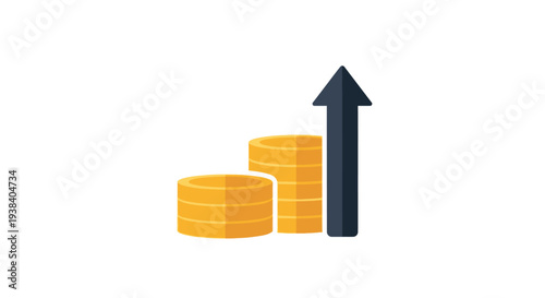 Coins with growing arrow symbol.