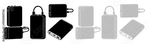 Compact portable power banks for on-the-go charging, shown in black and grey.