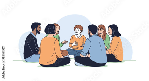 Diverse group of people sitting together.