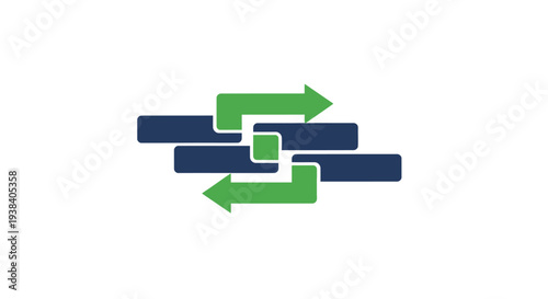 Green and blue arrows crossing.