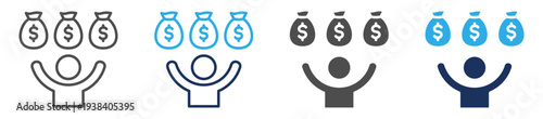 monetary incentives icon set multi concept